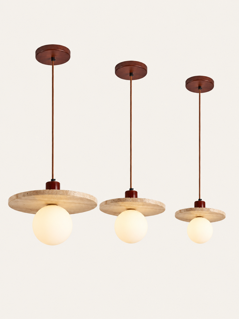 Nismo – Lampada a Sospensione in Travertino - Maison Ferrant
